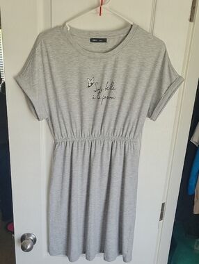Grey Casual Elastic-Waist T-Shirt Dress By Canifa. "Laws Of Beauty Your Way"